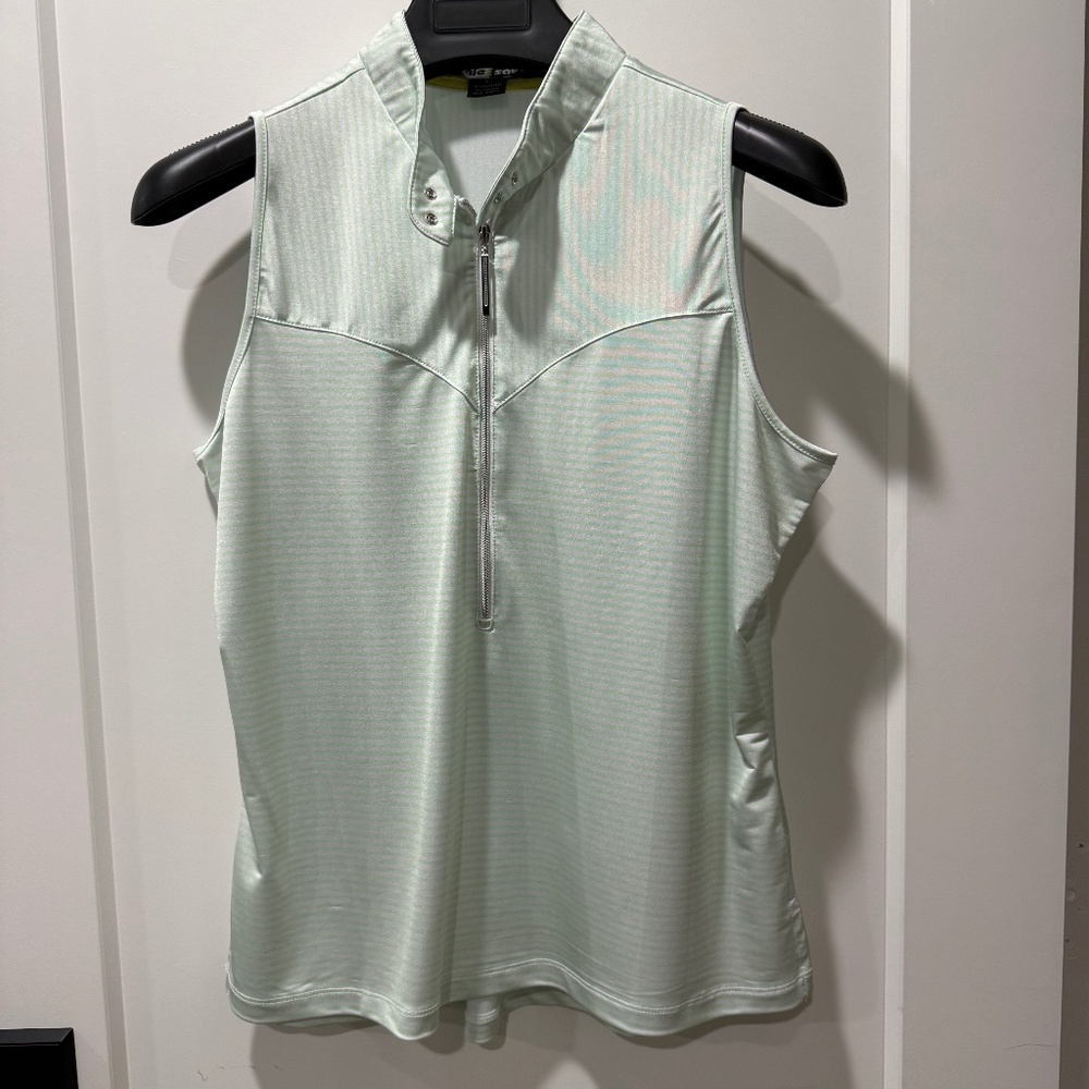 Jamie Sadock golf shirt in lime and white stripe size L